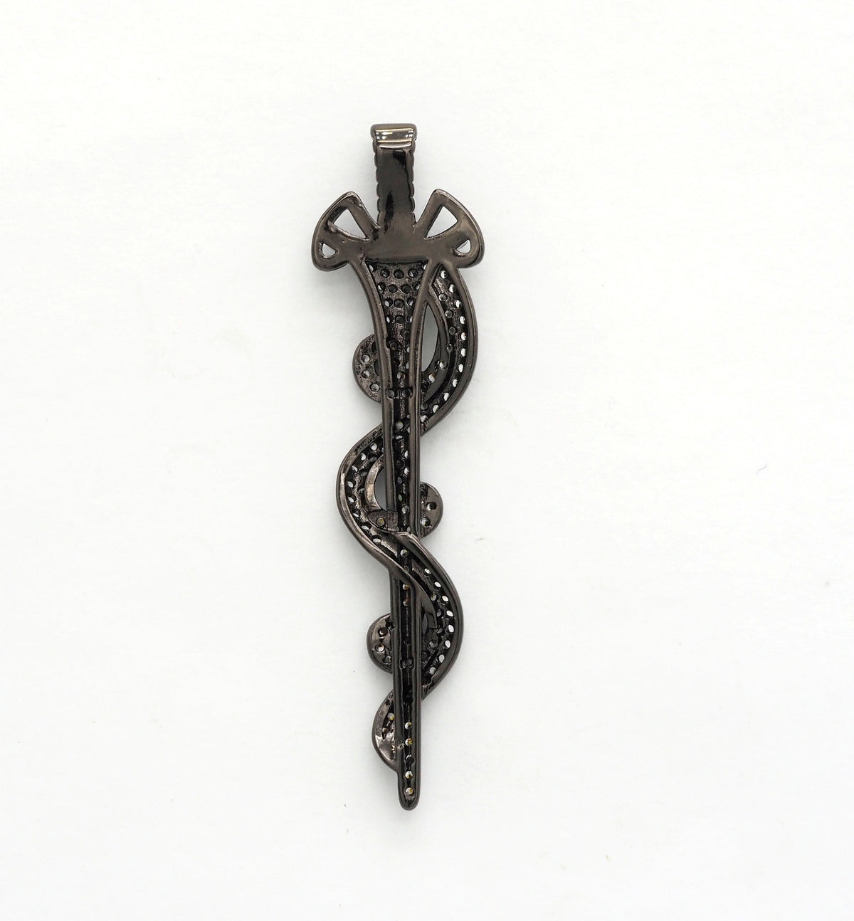 CZ Micro Pave Animal Inspired Sword Pendant, Cubic Zirconia Sword Large Pendant/Charm 13x50mm,sku#F551