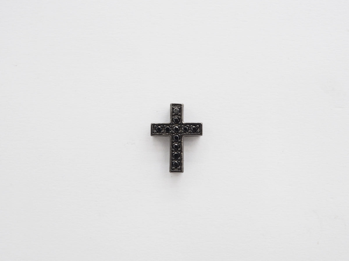 Black CZ Micro Pave On Black Cross Spacer Beads, Cubic Zirconia Cross Space Beads, Cross Charm, 10x13x4mm, SKU#C79