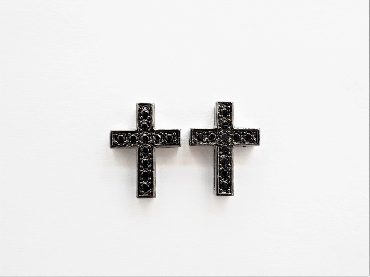 Black CZ Micro Pave On Black Cross Spacer Beads, Cubic Zirconia Cross Space Beads, Cross Charm, 10x13x4mm, SKU#C79