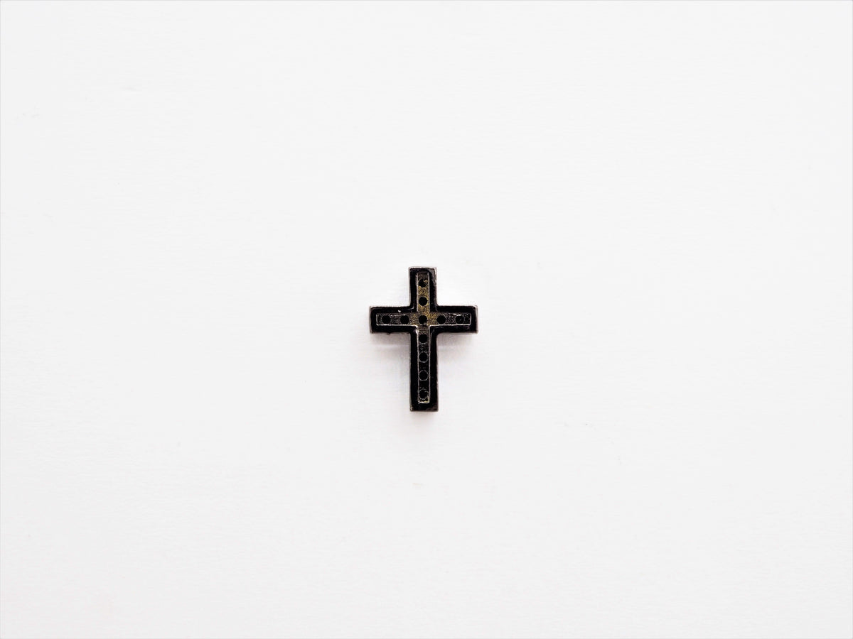 Black CZ Micro Pave On Black Cross Spacer Beads, Cubic Zirconia Cross Space Beads, Cross Charm, 10x13x4mm, SKU#C79