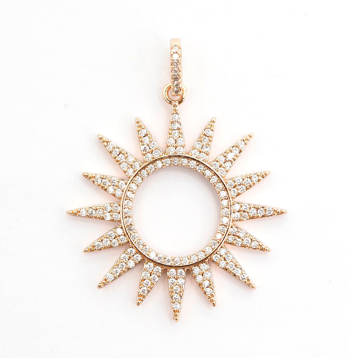 CZ Micro Pave Hollow out Star/Sun Pendant/Charm,Cubic Zirconia Paved Charm, Necklace Bracelet Charm Pendant, 33x36mm,sku#F503