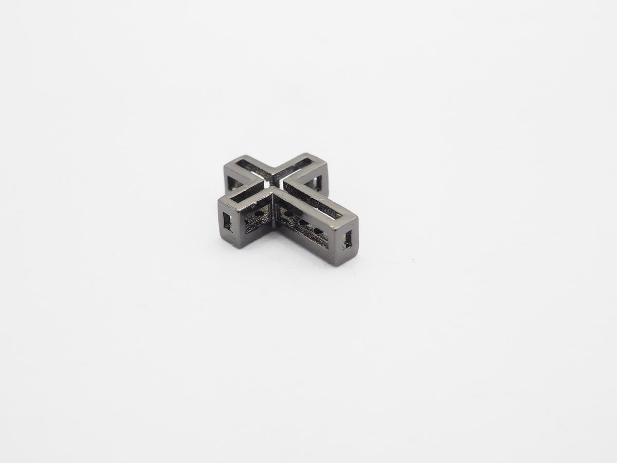 Black CZ Micro Pave On Black Cross Spacer Beads, Cubic Zirconia Cross Space Beads, Cross Charm, 10x13x4mm, SKU#C79