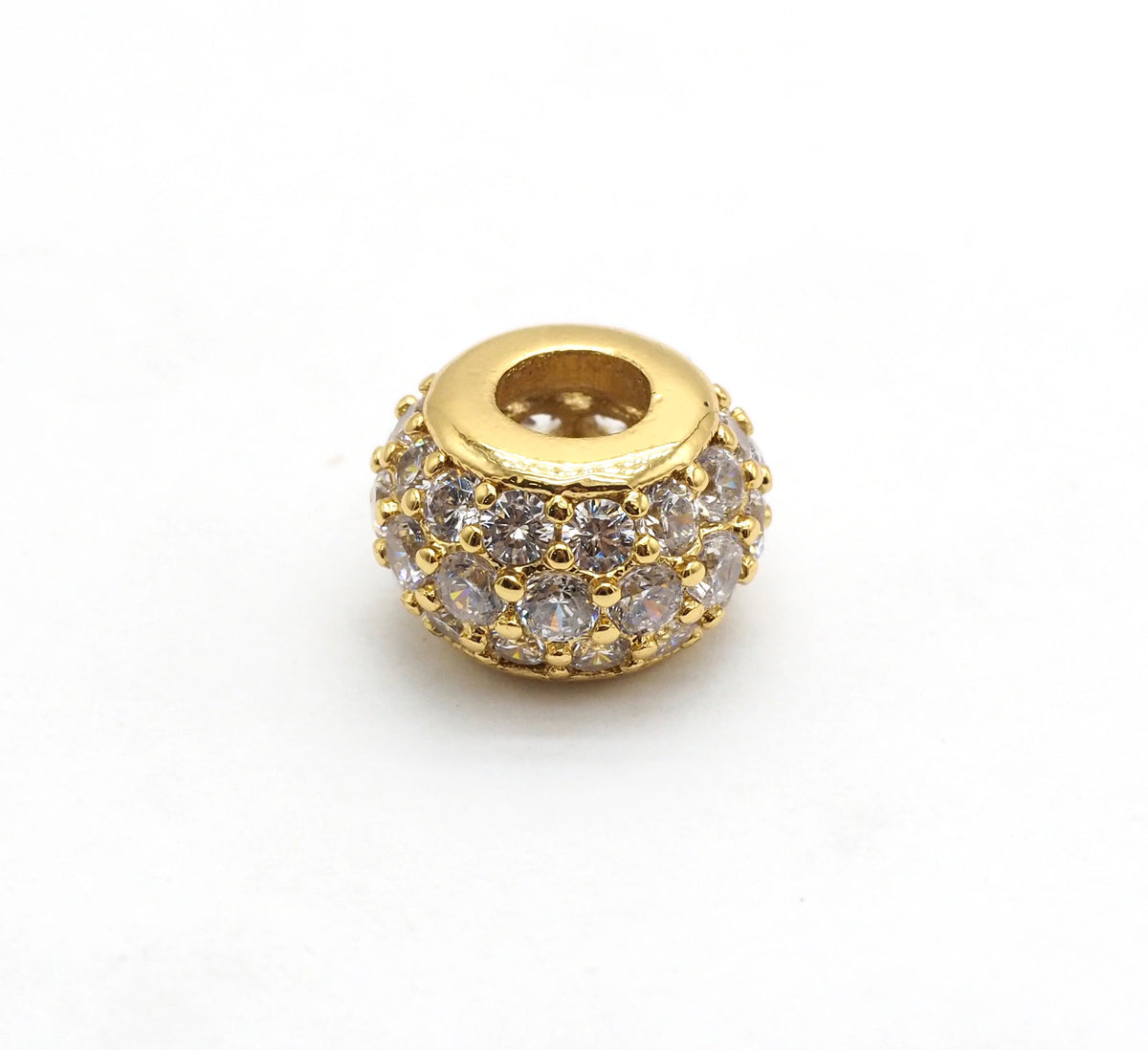 CZ Micro Pave Large Hole Rondelle Beads, Cubic Zirconia Pave Beads, 6mm/8mm/10mm Shamballa Ball beads, CZ Space Beads,sku#G412