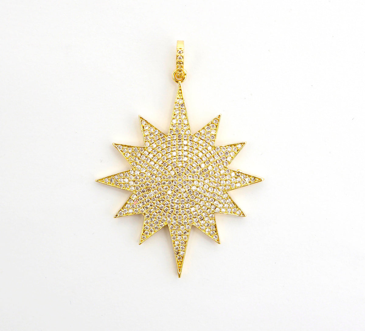 Large CZ Micro Pave North Star/Polar Star Pendant/Focal,Cubic Zirconia Paved Charm, Necklace Bracelet Charm Pendant, 40x50mm,sku#F505