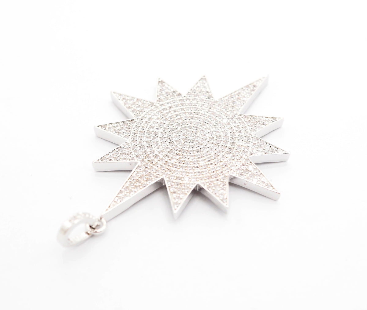 Large CZ Micro Pave North Star/Polar Star Pendant/Focal,Cubic Zirconia Paved Charm, Necklace Bracelet Charm Pendant, 40x50mm,sku#F505