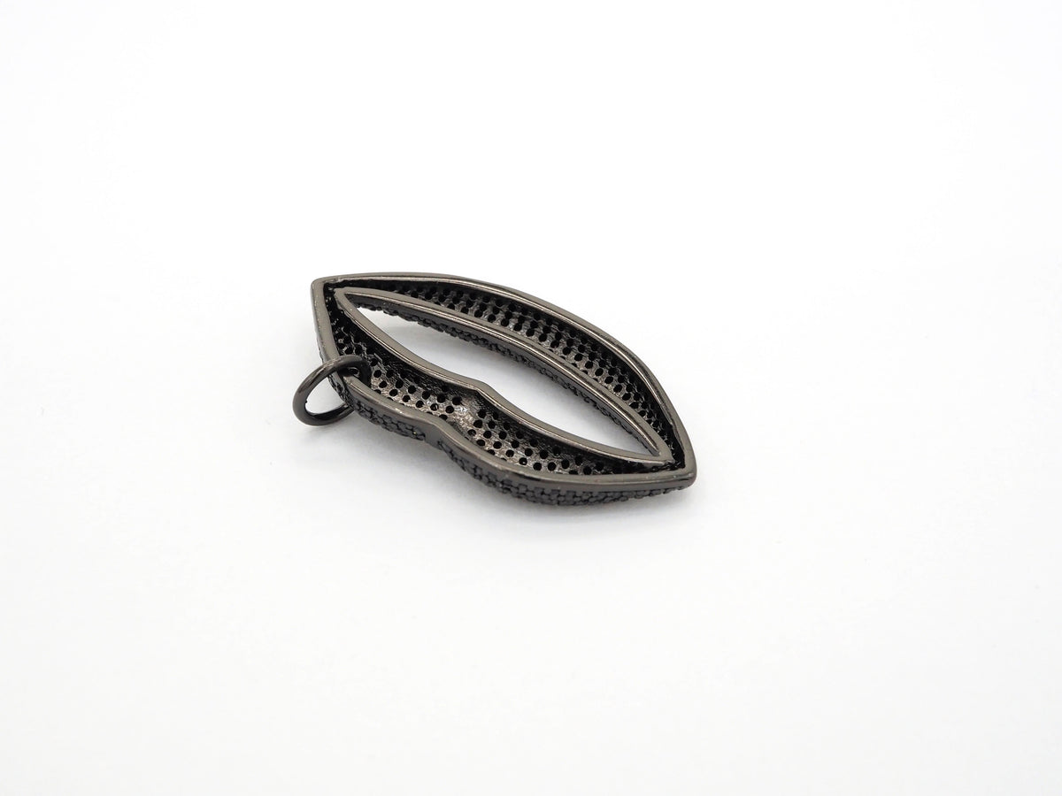 Black CZ Pave On Black Micro Pave Lip Pendant/FOCAL, Cubic Zirconia Pendant Charm, Fashion Jewelry Findings, 21x37mm, sku#F531/F522