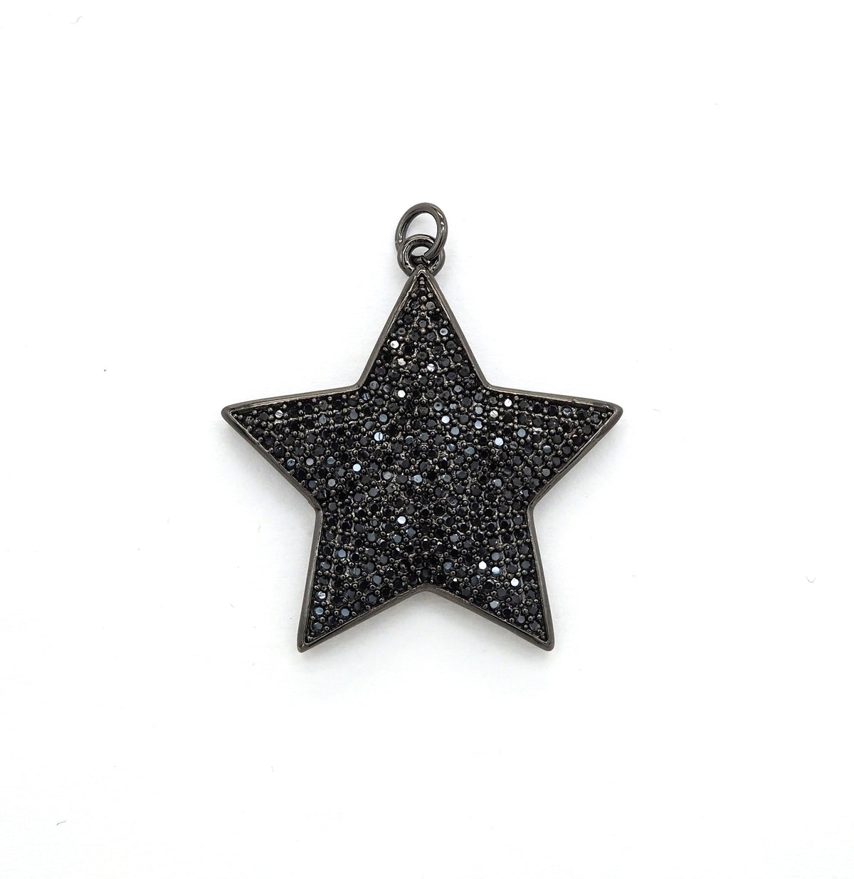Black CZ Pave On Black Micro Pave Five Point Star Pendant/Charm,Cubic Zirconia Pendant,Fashion Jewelry Findings, 31x32mm, sku#F538
