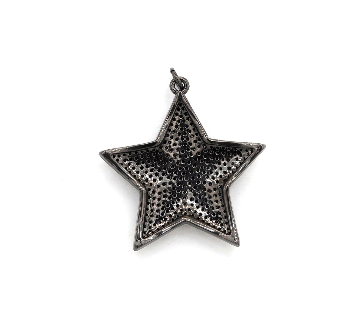 Black CZ Pave On Black Micro Pave Five Point Star Pendant/Charm,Cubic Zirconia Pendant,Fashion Jewelry Findings, 31x32mm, sku#F538