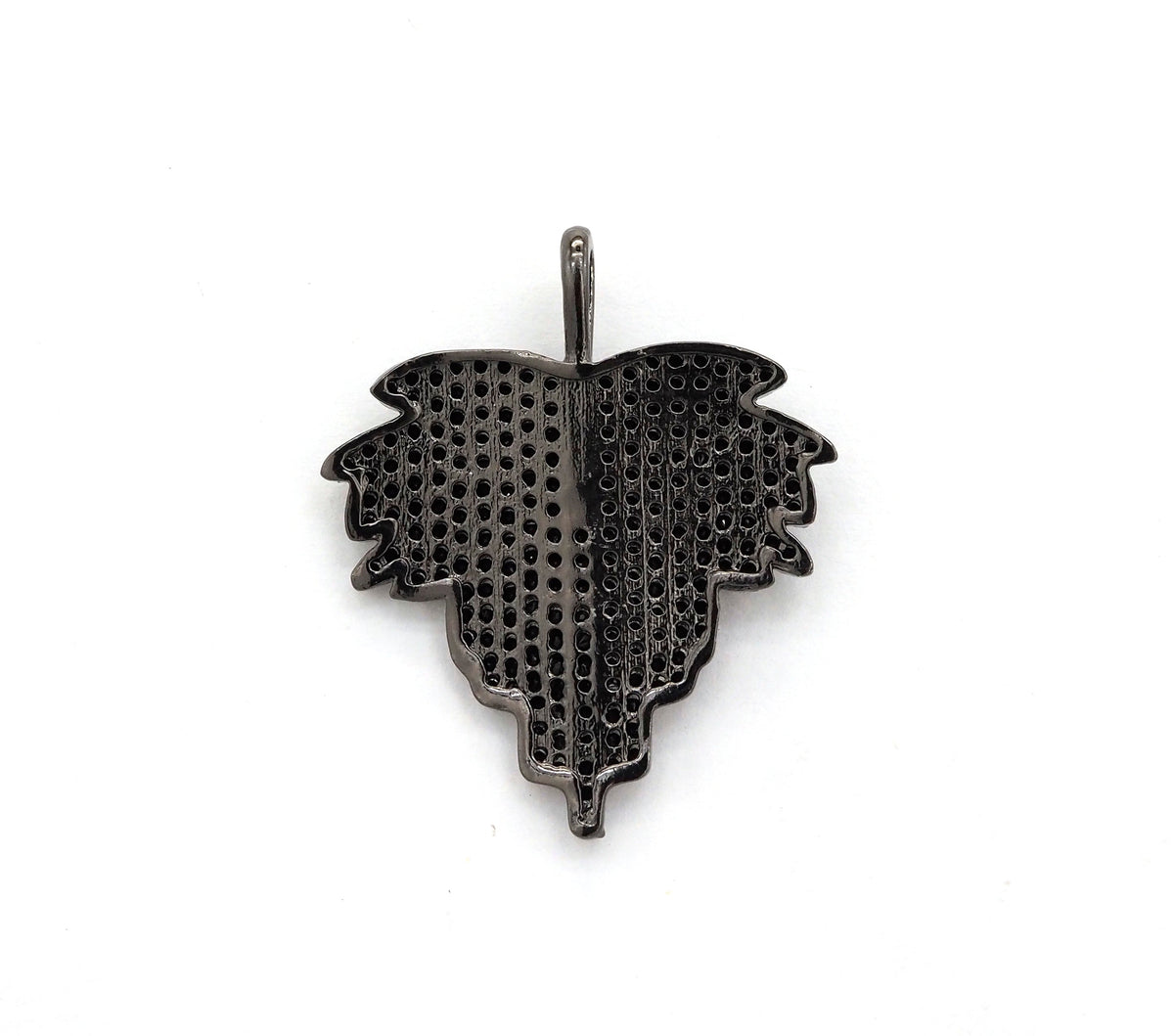Black CZ Pave On Black Micro Pave Leaf Pendant/Charm,Cubic Z