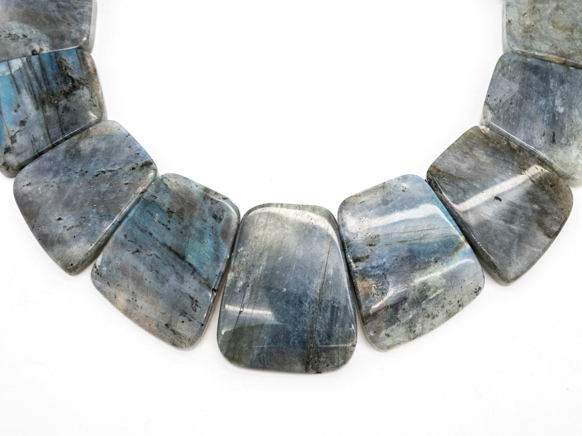 Quality Natural Labradorite Graduated 17-35mm Trapezoid Beads Strand, Natural Labradorite Gemstone Beads, 1 strand,sku#U225
