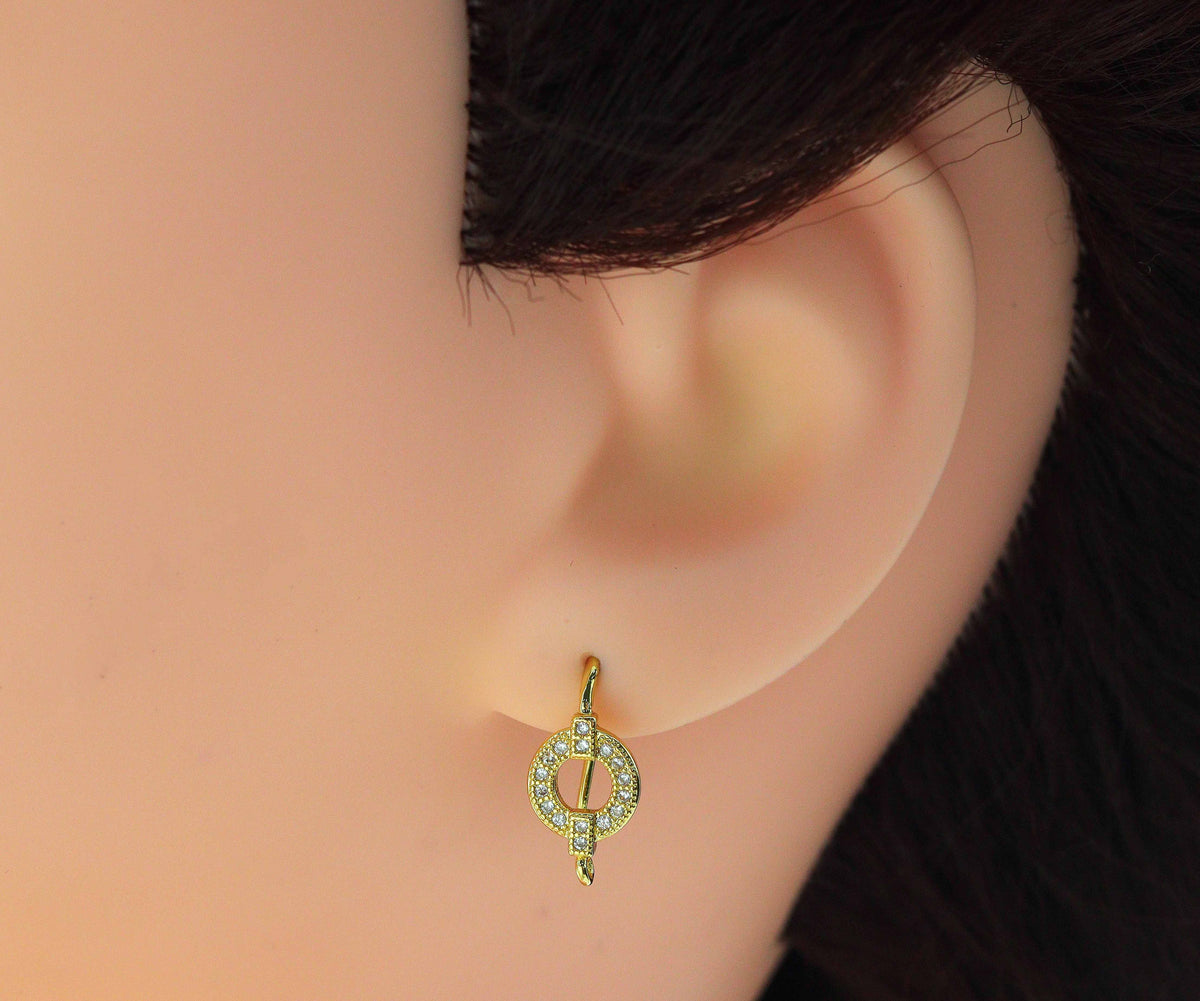 Gold Filled Flower Round Diamond Fan Shape Earrings, sku#JD36