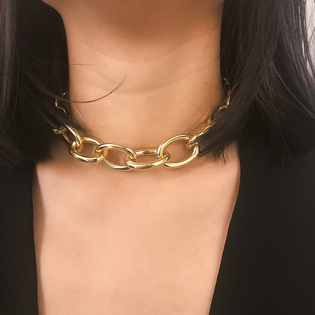Women's Ornament Simple Personality Metal Chain Exaggerated Frosted Necklaces