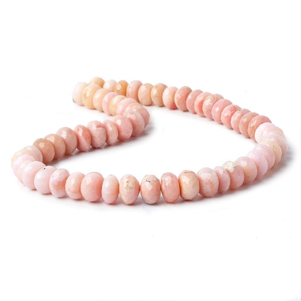 10.5-12.5mm Pink Peruvian Opal faceted rondelle 15.5 inch 58 beads AA grade