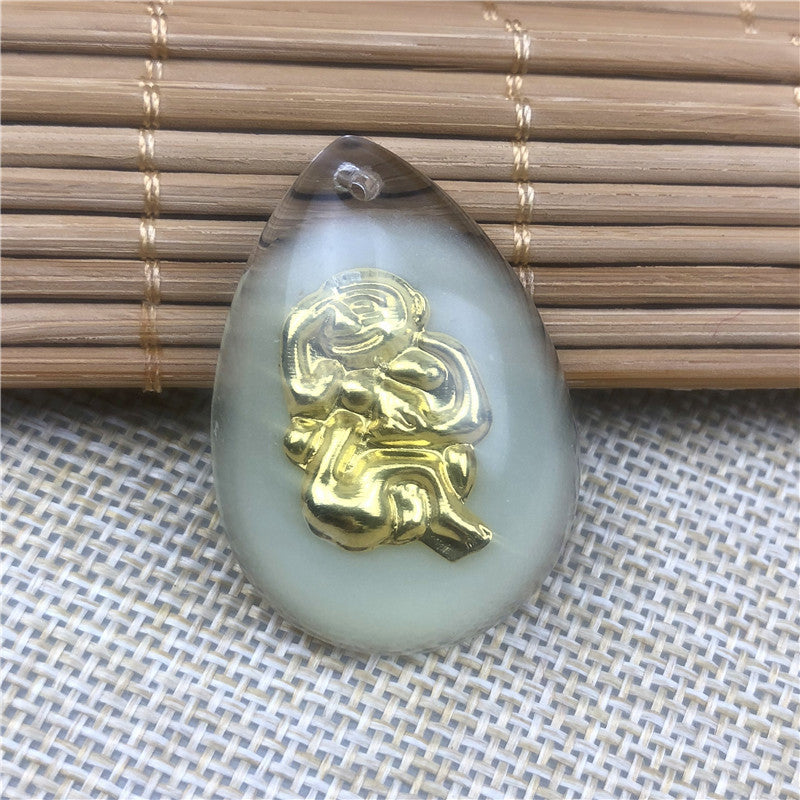 Women's & Men's Gold Crystal Inlaid Gilded Luminous Twee Pendants