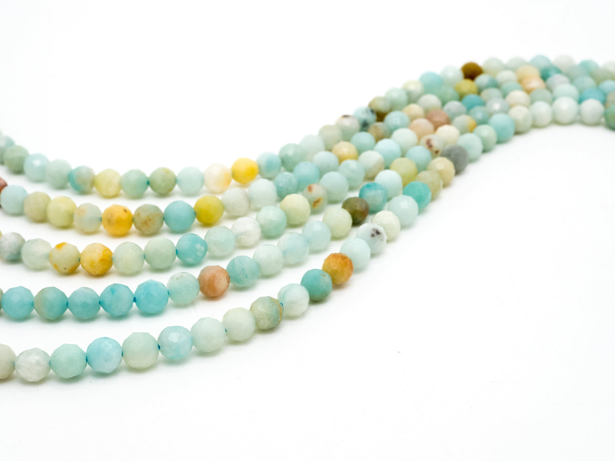 Quality Natural Amazonite beads, 6mm/8mm/10mm/12mm, Faceted Round Amazonite Gemstone Beads, 15.5inch strand, SKU#U228