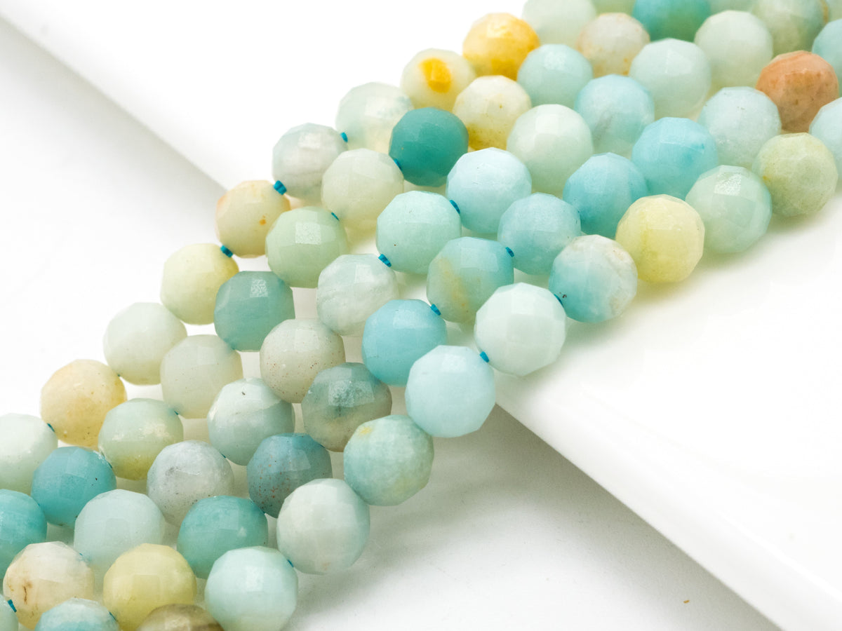 Quality Natural Amazonite beads, 6mm/8mm/10mm/12mm, Faceted Round Amazonite Gemstone Beads, 15.5inch strand, SKU#U228