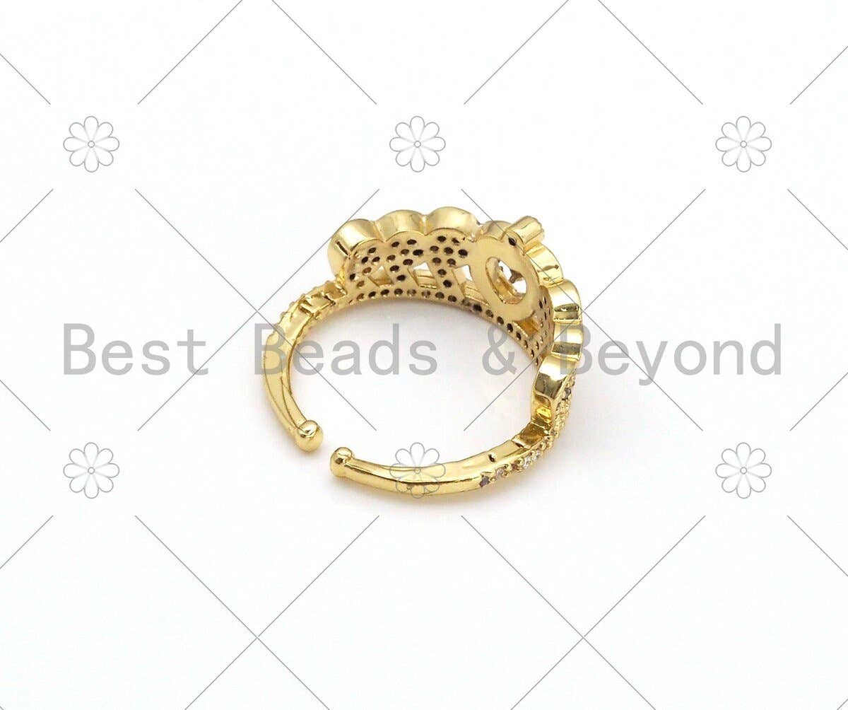 CZ Crown Shape Adjustable Ring, Sku#X237