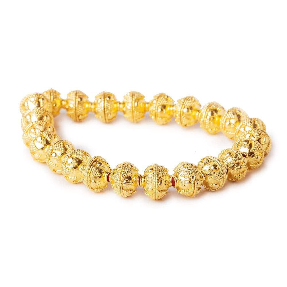10mm 22kt Gold plated Copper Bali Round Bead Caps 8 inch 46 beads