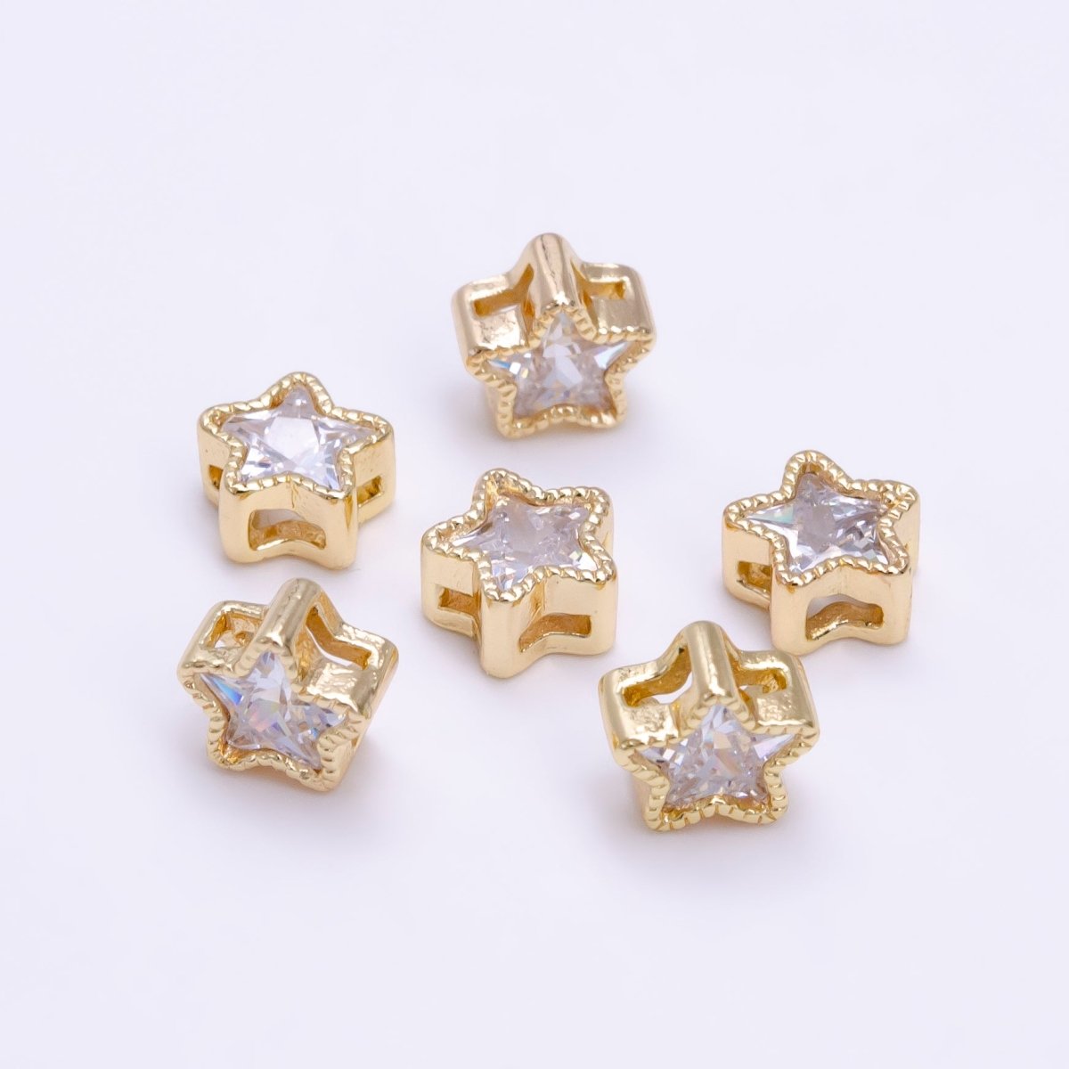 10x 7mm Star Beads for Necklace Bracelet Component in Real Gold Plated B-162