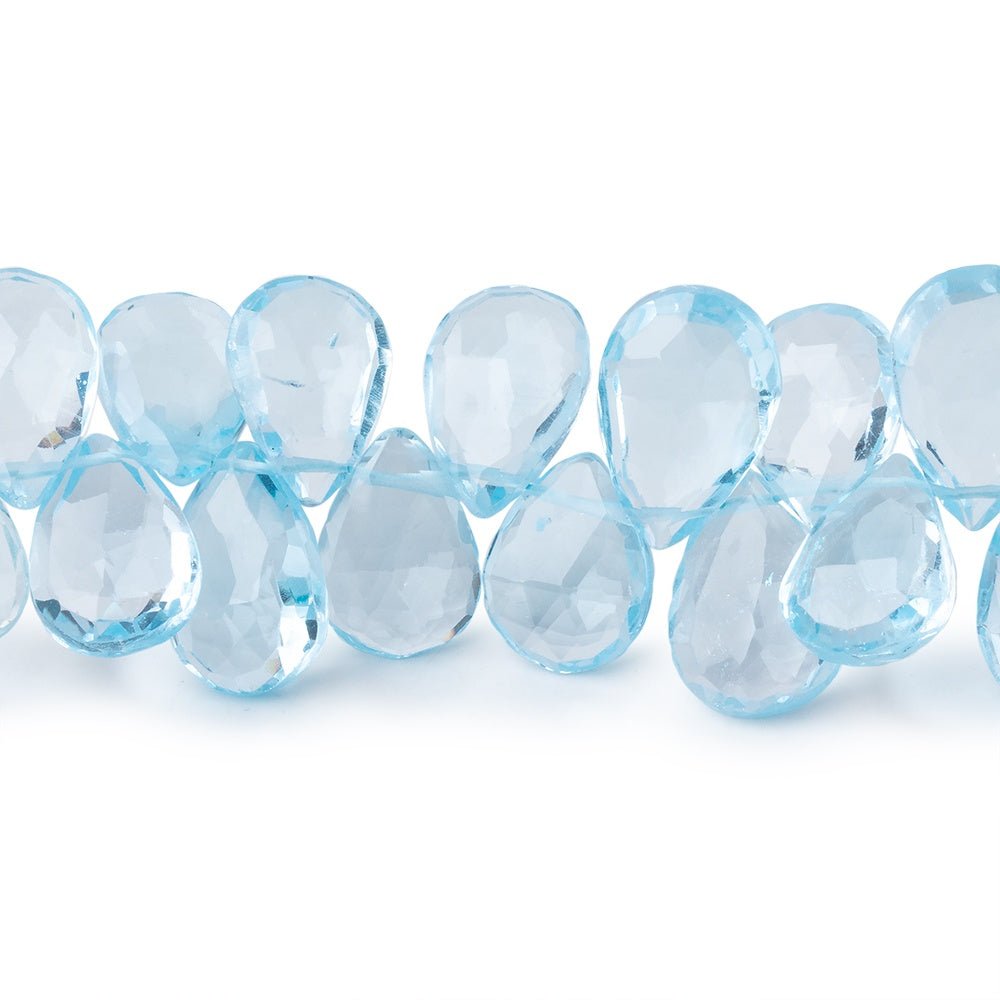 10x7-13x8mm Sky Blue Topaz Faceted Pear Beads 8 inch 48 pieces AAA