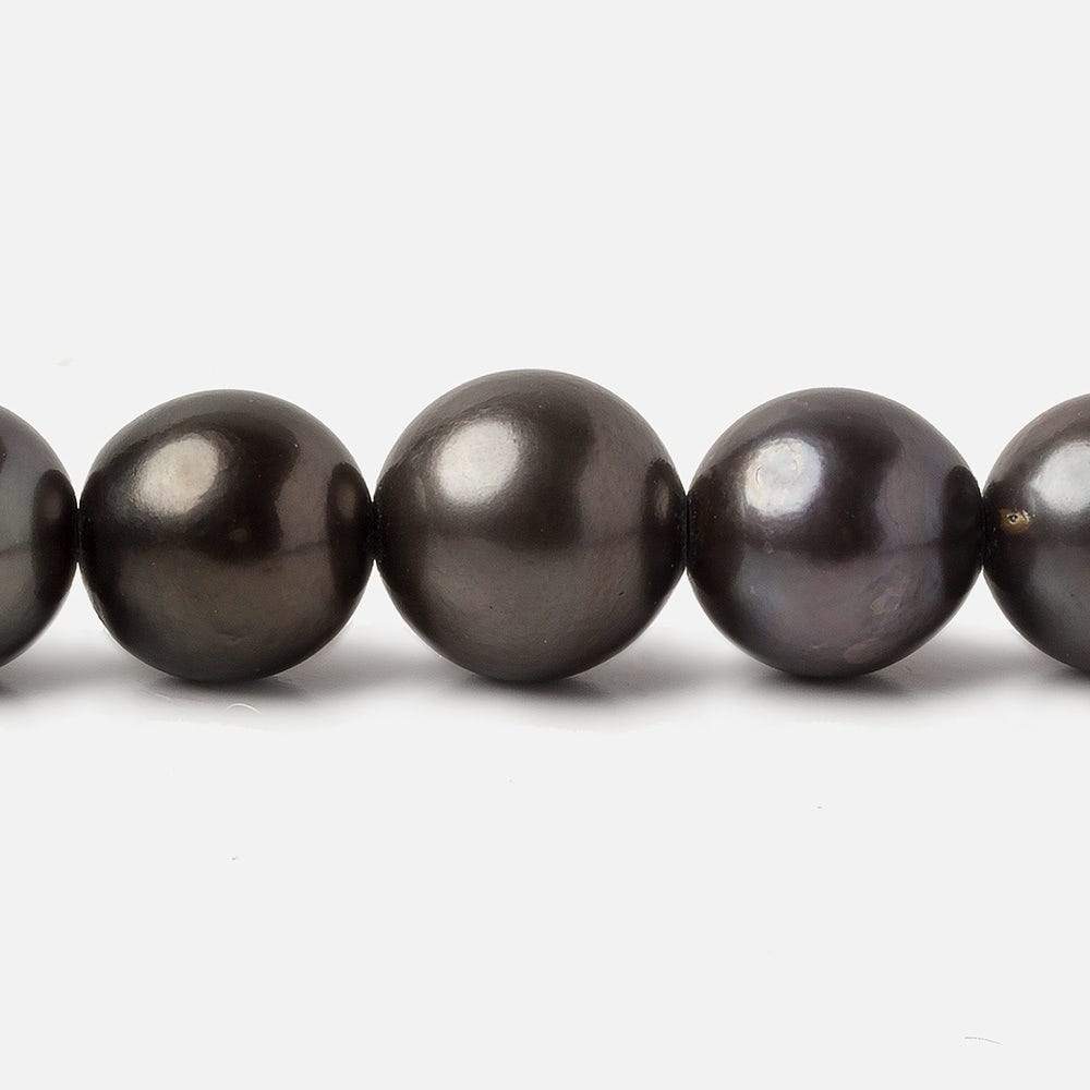 10x9.5-12.5x12.5mm Dark Grey Tahitian Round Saltwater Pearls 16 inch 37 pieces A