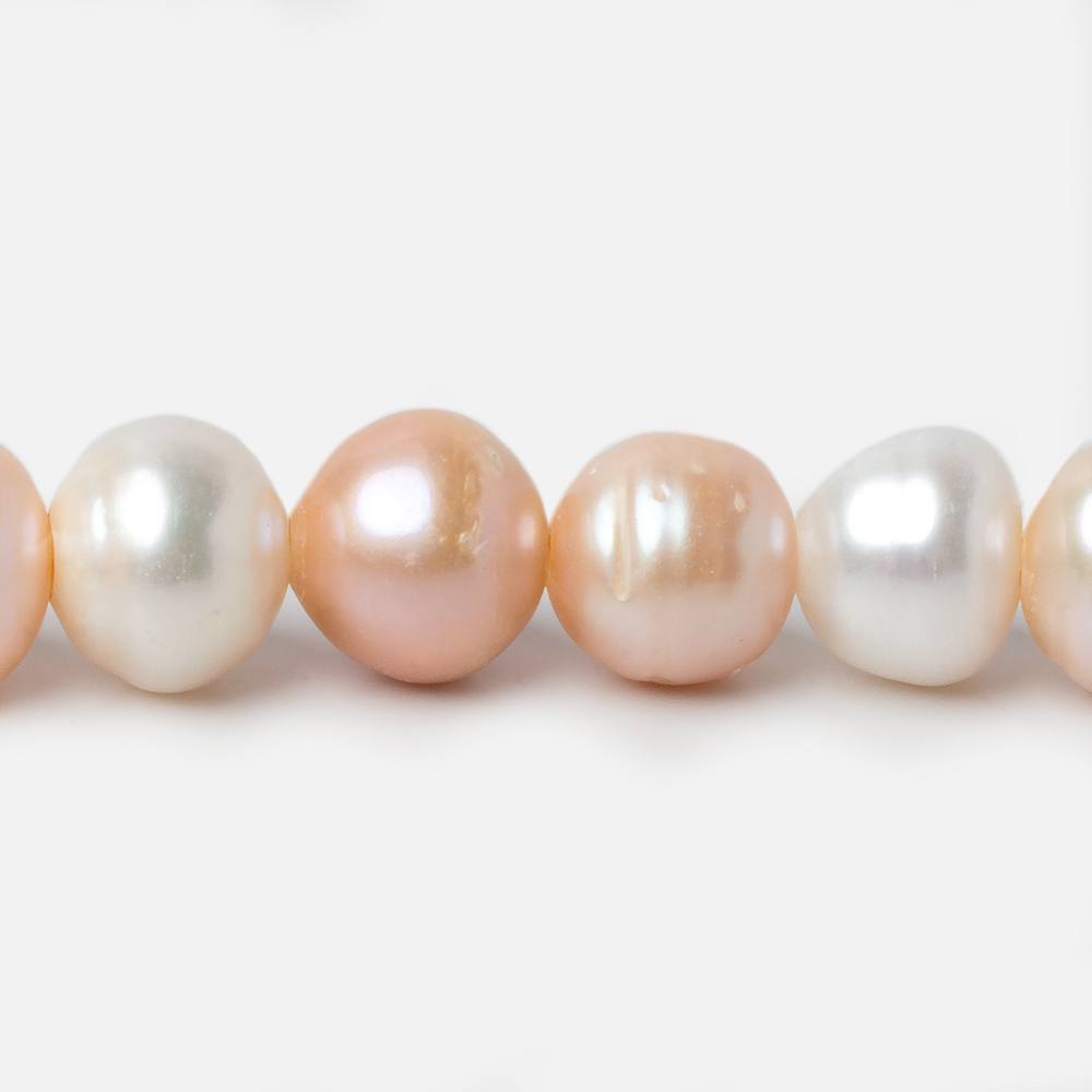 11-12mm Tri-Color Ringed Baroque Large Hole pearls 8 inch 19 pieces