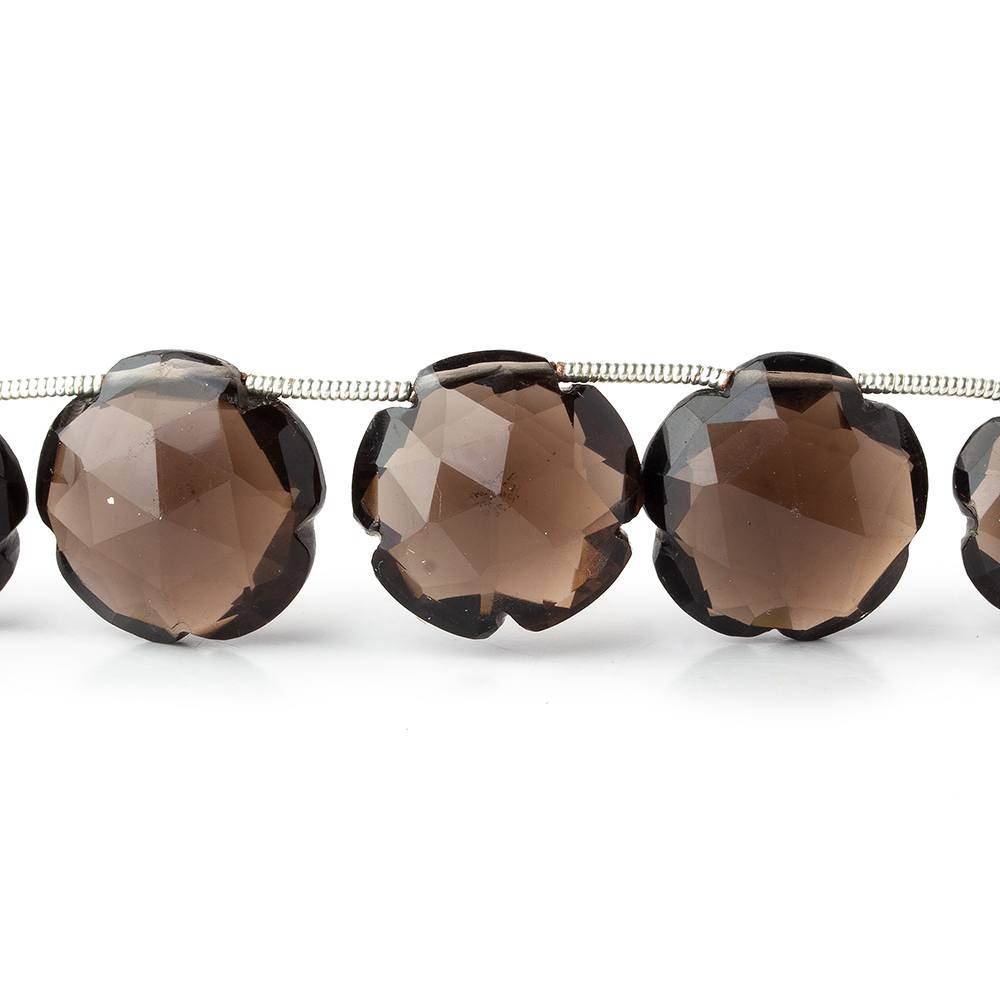 11-16mm Smoky Quartz Faceted Flower Beads 8 inch 13 pieces