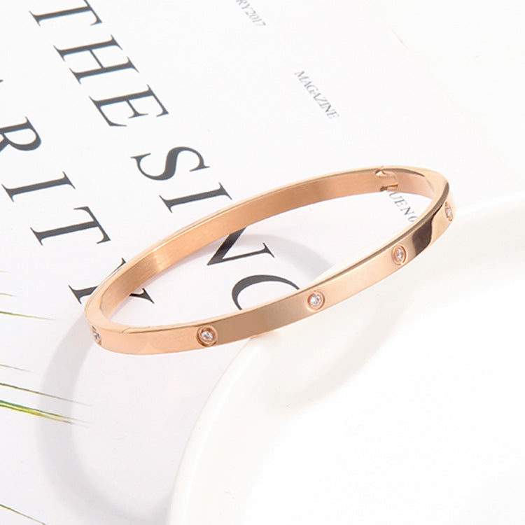 Fashionmonger Creative Style Stainless Steel Rose Gold Diamond Female Bracelets