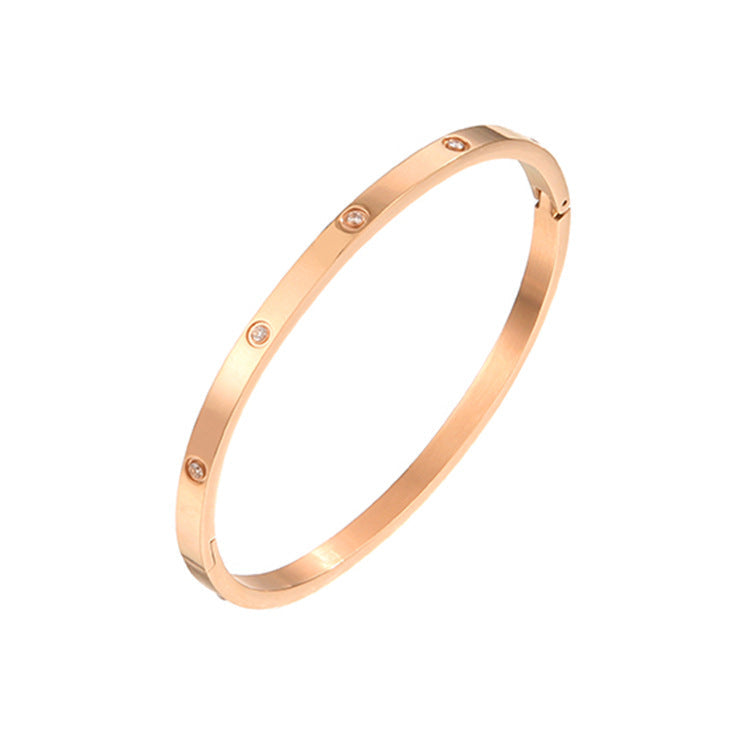 Fashionmonger Creative Style Stainless Steel Rose Gold Diamond Female Bracelets