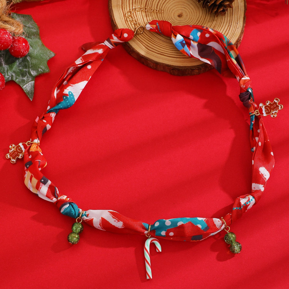 European And American Cross-Border Jewelry Personalized High-End Christmas Tree Elk Santa Bell Pendant Silk Scarf Necklace