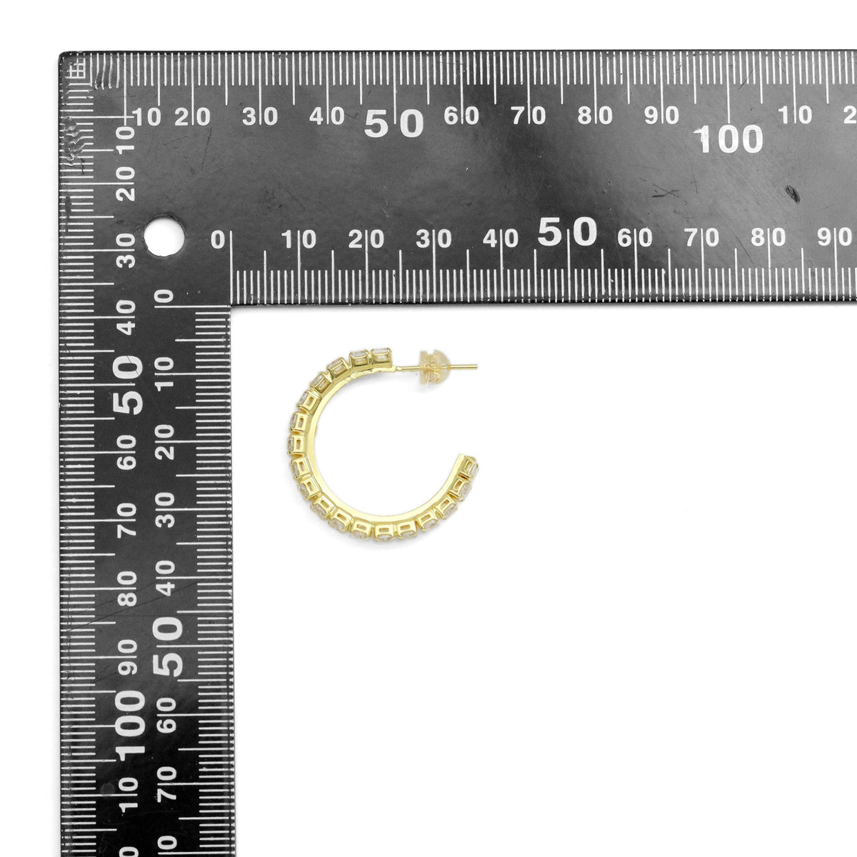 Big Diamond CZ Tennis Hoop Earrings, Sku#LX505