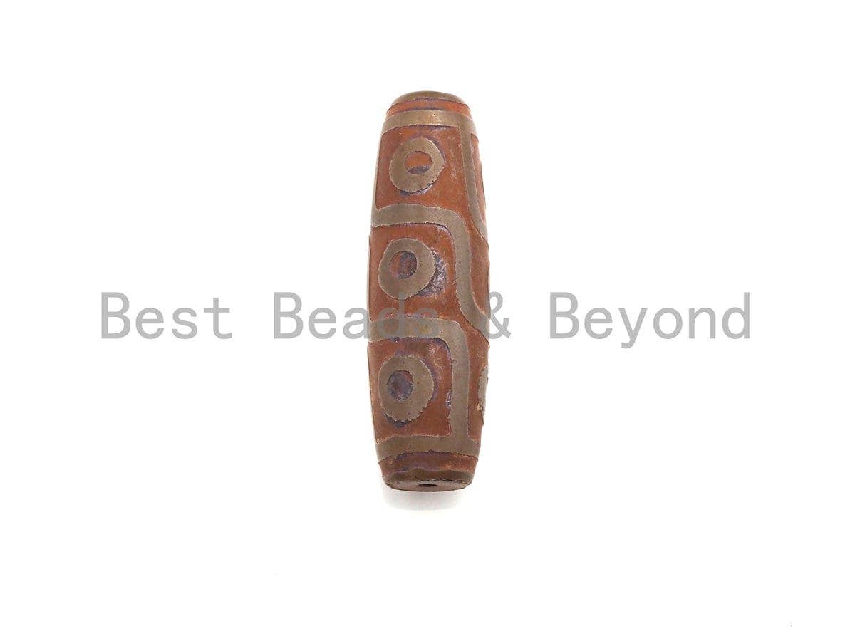 Mega Size Natural Tibetan Agate Beads, 22x72mm Focal Barrel Shape Brown Tibetan Agate Bead, DZI Agate, sku#U892
