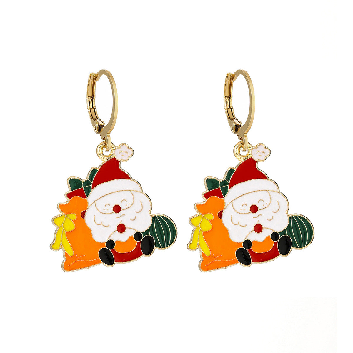 Cross-Border Personalized Christmas Alloy Earrings Christmas Hat Colorful Star Dot Diamond Christmas Tree Elk Gingerbread Man Earrings