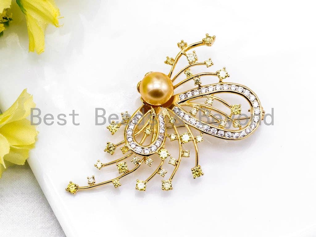CZ Micro Pave Butterfly Star Brooch Pin,Sku#P25