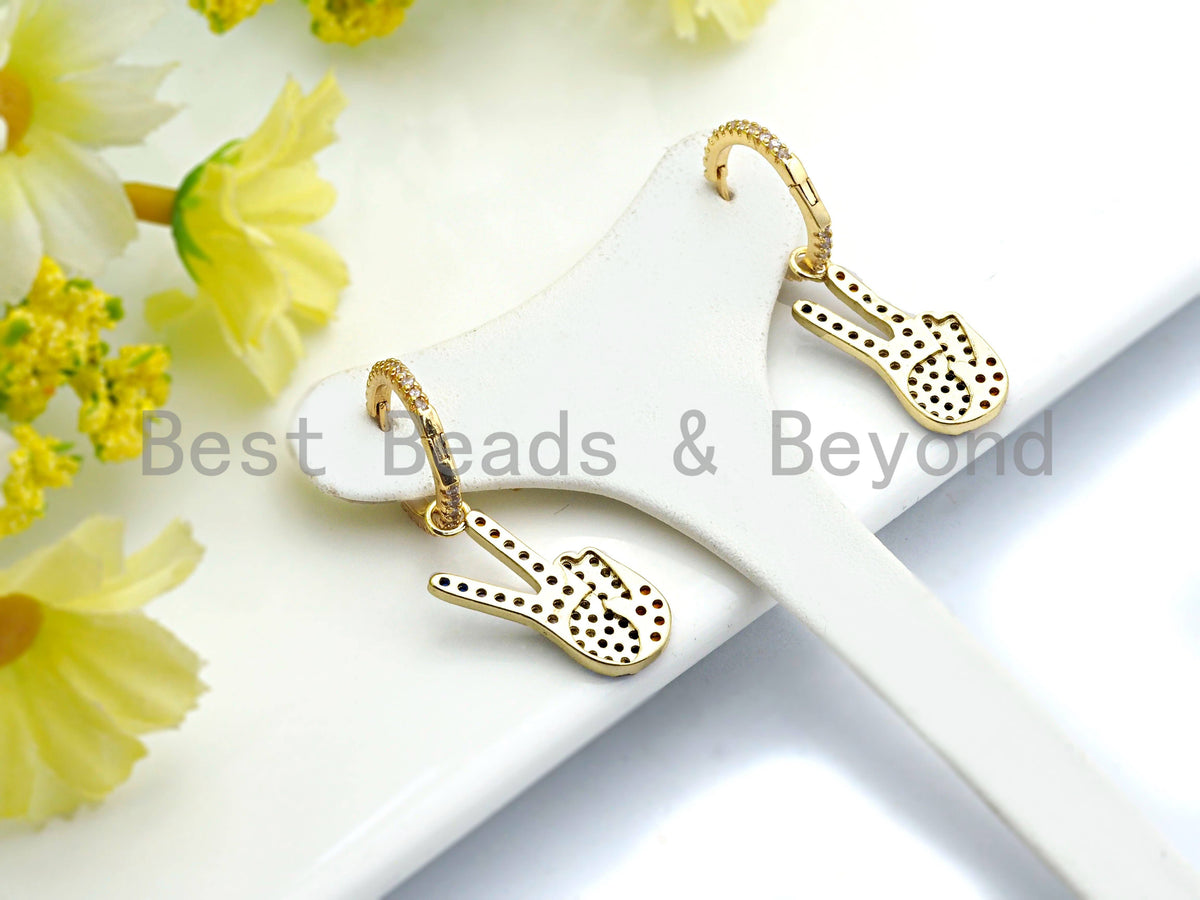 CZ  Victory Sign Hoop Earrings, Sku#J55