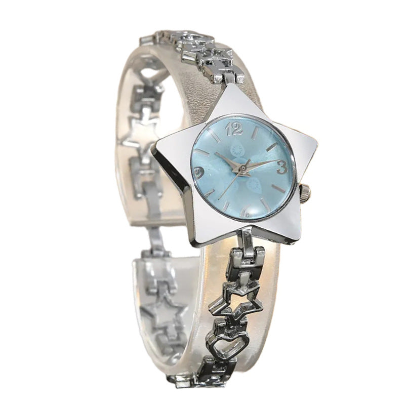 Stylish Edgy Yet Sweet Womens Watch With A Star And Heart Chainquartz Timepiece
