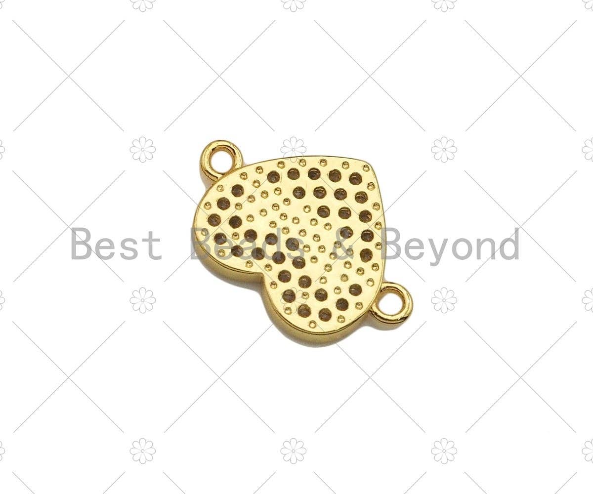 CZ Micro Pave Love Word On Heart Shape Connector, Cubic Zirconia Heart Connector Beads, 18K Gold Bracelet Connector, 14x19mm, Sku#LK314