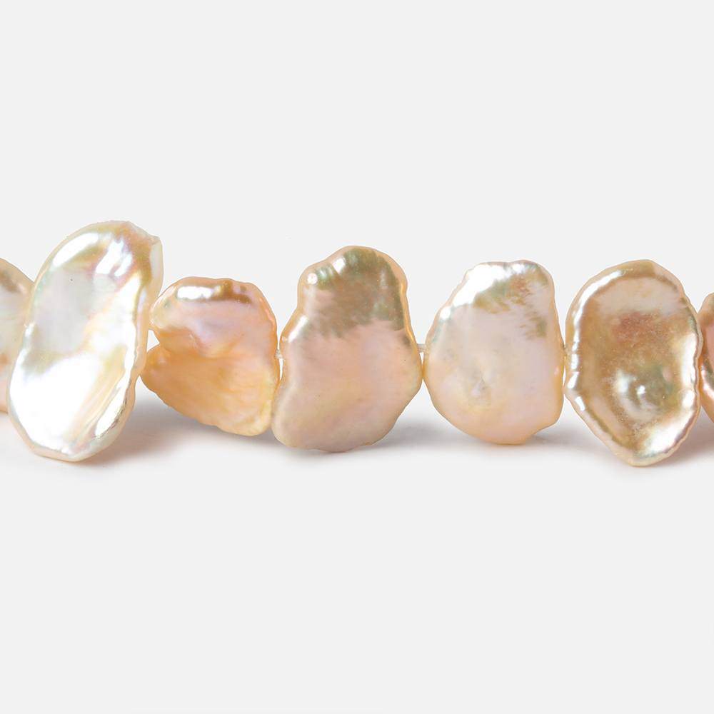 11x10-18x10mm Peach Keshi Side Drill Freshwater Pearls 33 pieces AAA