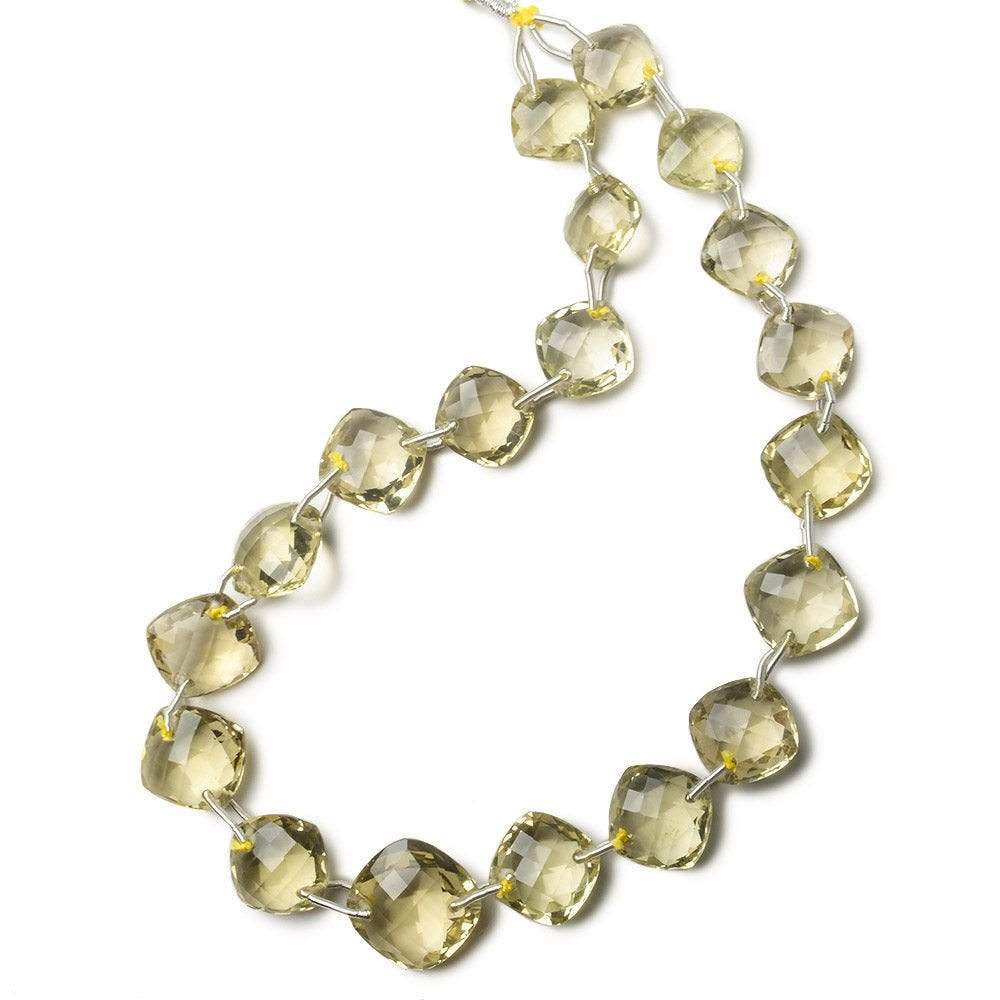 11x11-16x16mm Lemon Quartz double drill faceted pillow 12 inch 19 beads AAA