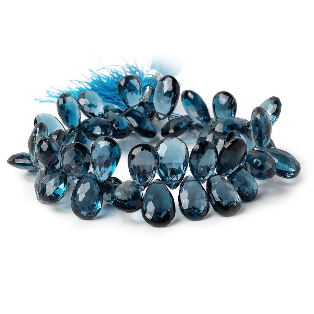 11x7-15x8mm London Blue Topaz faceted pear beads 8 inch 52 pieces AAA