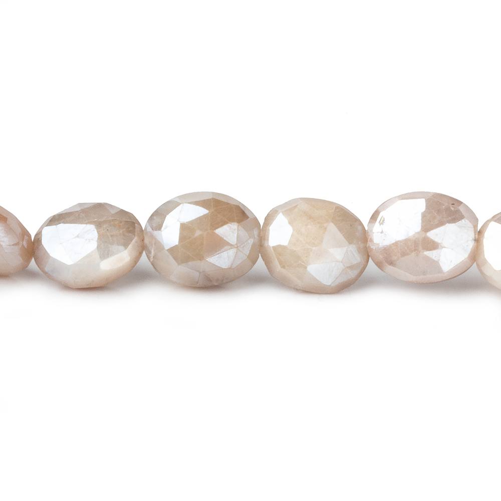 10x8mm Mystic Off White Moonstone faceted ovals 14 inch 26 beads