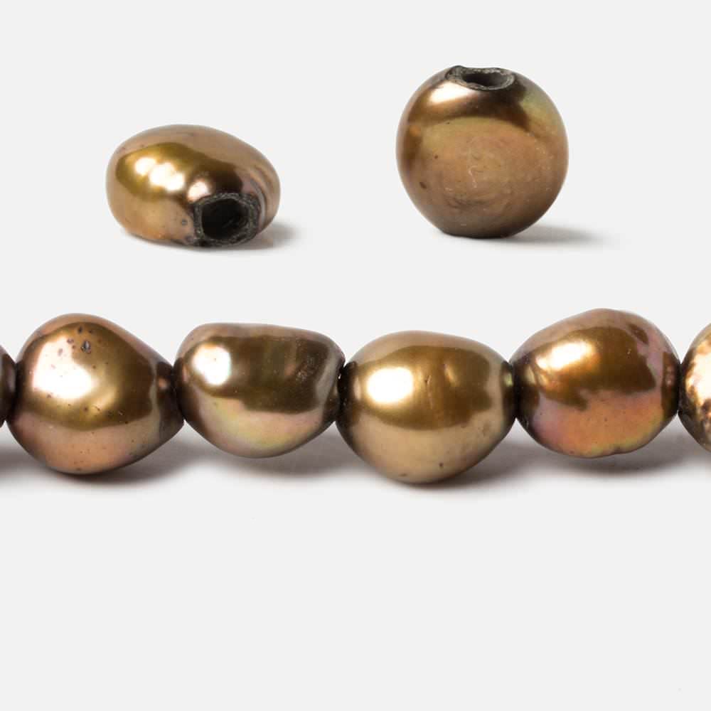 11x9-14x10mm Bronze Baroque 2.5mm large hole Pearls 15 inch 33 pcs