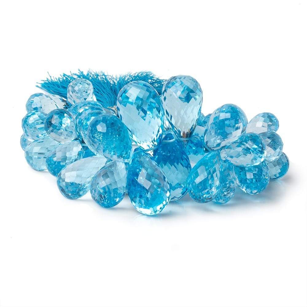 11x9-24x14mm Sky Blue Topaz faceted tear drop beads 8 inch 55 pieces AAA