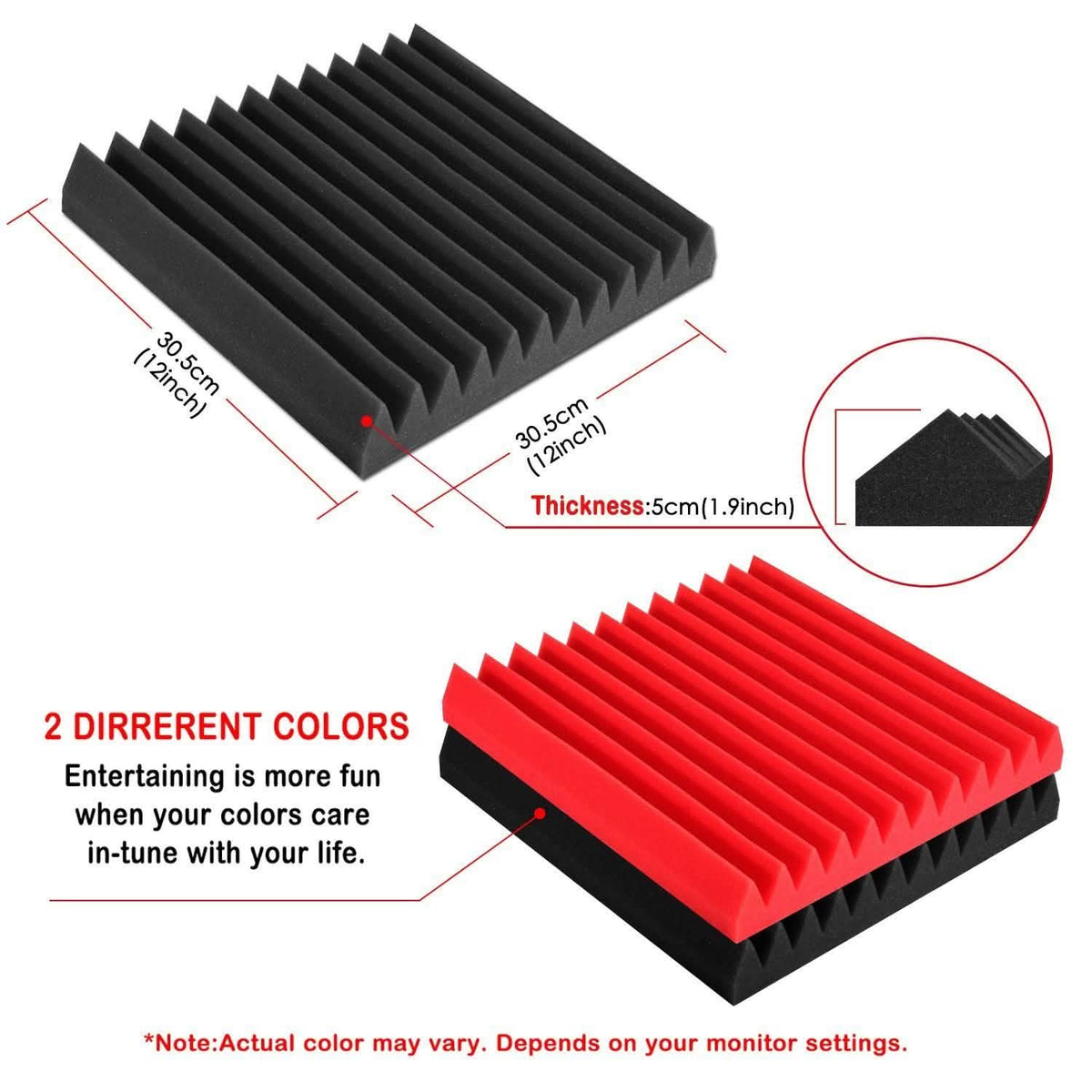 12-Pack: AGPtEK Soundproof Foams Acoustic Sound Panels