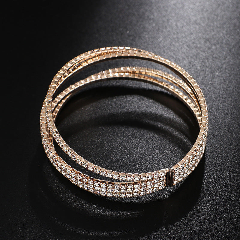Full Diamond Cross Claw Chain Open Bracelet