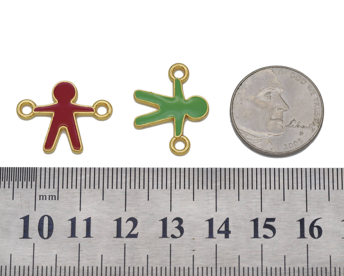 Gold Enamel Human Shape Connector, Sku#B179