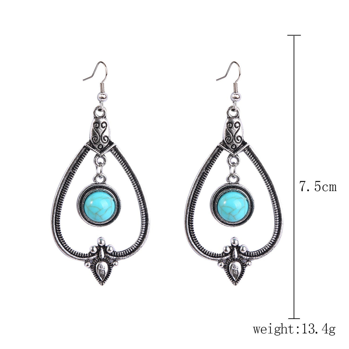 Ethnic Style Turquoise Suit Bohemian Vintage Rings