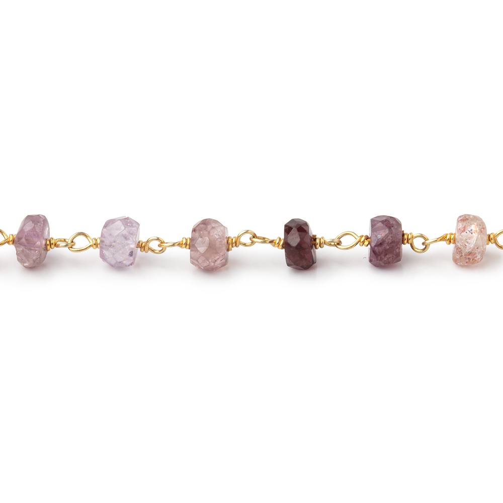 4mm Multi Color Spinel faceted rondelle Vermeil Chain by the foot 39 beads