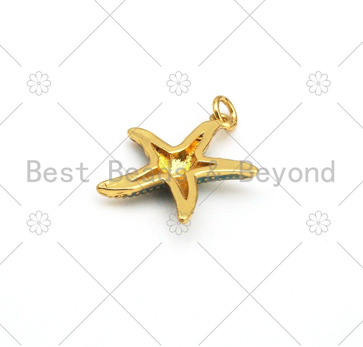 Colorful Enamel Starfish Shape Pendant, 18K Gold Filled Enamel Starfish Charm, Necklace Bracelet Charm Pendant,19x22mm,Sku#L617