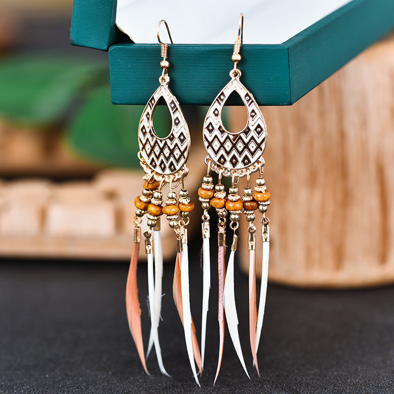 Women's Bohemian Ethnic Tassel Blue Ear Vintage Earrings
